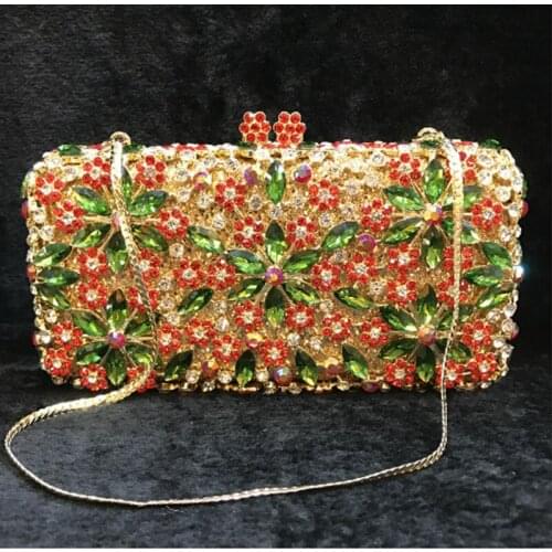 Bridal Wedding Flower Women colorful Crystal diamond Clutch purse Evening Bags Handbags Diamond Cocktail Party Purse clutch Bag