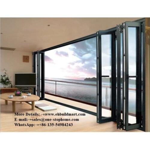 Waterproof veranda double glazing aluminum bi folding door,black aluminum glass interior doors,barn door,hardware,sliding door