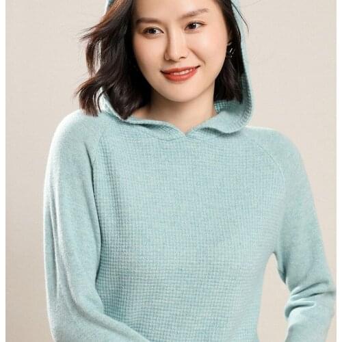 2021 Spring Autumn New Style Knitted Women Cashmere Sweater Long Sleeve Wool Pullovers High Quality Warm Female Hooded Sweater