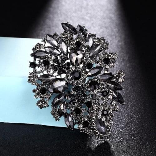 Zlxgirl perfect crystal rhinestone women wedding pin brooches jewelry fashion big flowers Hijab Pins Clothes Suit Accessories
