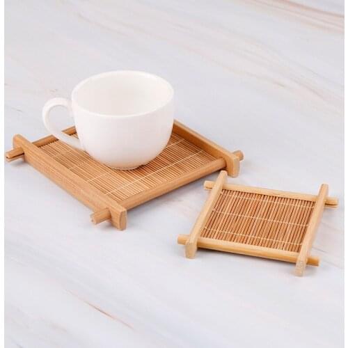 1pc S/M Heat Insulation Saucer Bamboo Tea Cup Mat Trays Coaster Kitchen Accessories Placemat Cup Holder Dish Pot Pads