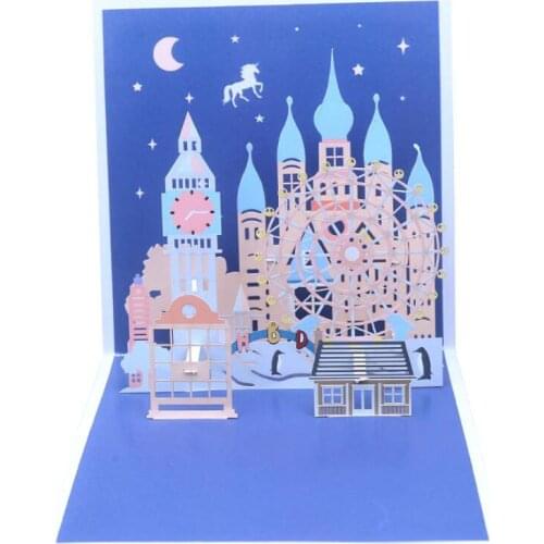 10pcs Handmade Kirigami Origami Playground 3D Greeting Cards Invitation card For Christmas Wedding Birthday Party Gift