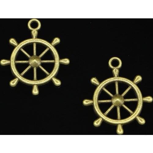 10pcs Antique Bronze ships wheel helm rudder Charms for DIY Bracelets Jewelry Findings 28*24mm