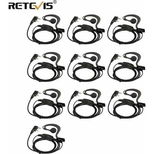 10pcs C-type Earhook Earpiece 2Pin K Plug Walkie Talkie Headset For Retevis RT21 RT24 H777 RT622 RT5R RT618 Baofeng UV-5R 888S