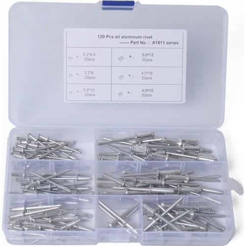 120 Pcs set Car Mixed Aluminum Rivet Open Domed Head Blind Rivets 3.2mm 4mm 5mm