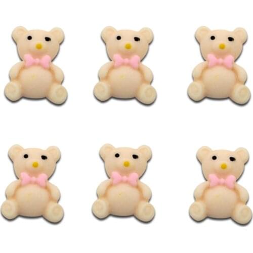30Pcs Light Fleshcolor Animal Bear Resin Decoration Crafts Beads Flatback Cabochon Scrapbook DIY Embellishments Accessories