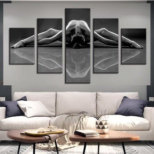 5 Pieces Wall Art Canvas Painting Girl Sexy Ballet Dance Poster Living Room Pictures Modern Modular Frame Decoration For Home