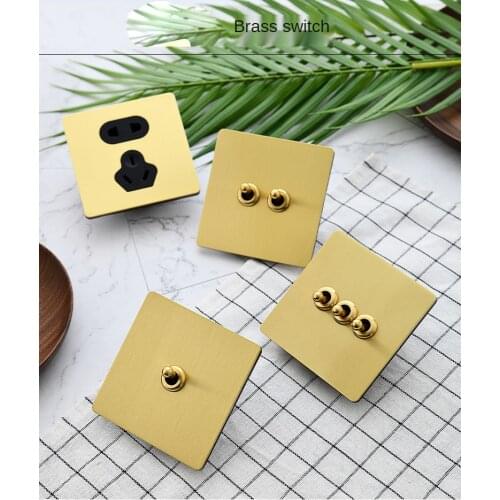 86 type home improvement light luxury style brass wire drawing switch industrial retro style lever switch