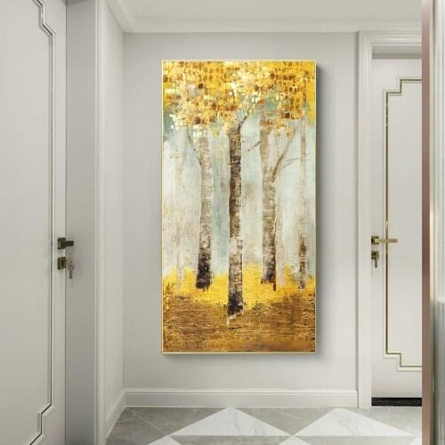Abstract Golden Trees Canvas Paintings Wall Art Prints Poster Living Room Decor Decorative Paintings Corridor Aisle Wall Decor