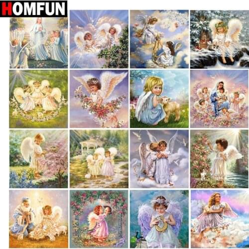 HOMFUN Diamond Painting Cross Stitch "Character angel kid" Full Square Round Diy 5d Diamond Embroidery Picture Rhinestone Art