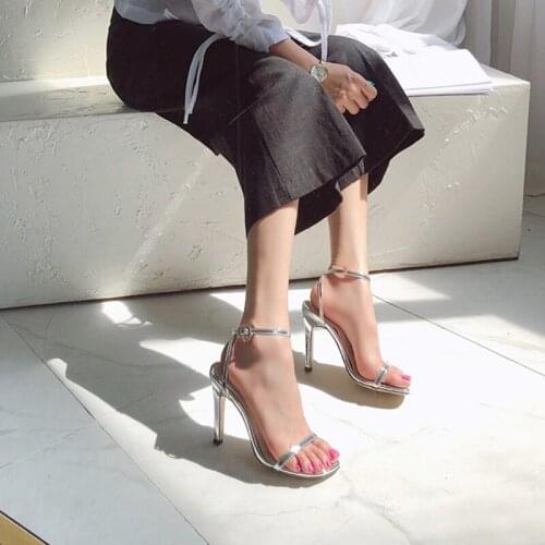 BaoYaFang 2020 New Arrival Summer Sandals Women Fashion shoes woman Black Silver Ankle Strap Buckle sandals for girls