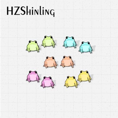 2021 New Rainbow Frogs Kawaii Colorful Toad Epoxy Stud Earrings Handcraft Acrylic Earrings for Kids