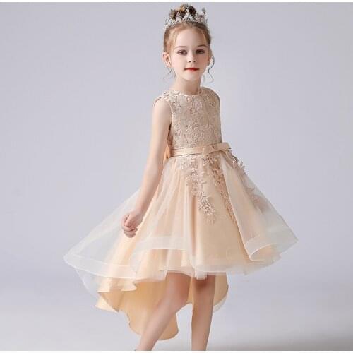 Children Dress 2021 Summer Performance Costume New Little Girl Lace Princess Dress For Girls Trailing Evening Dresses 4-12 Years