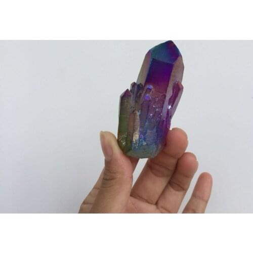 Drop shipping aura coated Crystal gemstone flower meditation healing chakra rainbow electroplated crystal point flower as gift