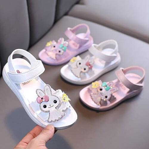 Children Elegant Princess Shoes Sandals Toddler Infant Kids Baby Girls Cute Rabbit Soft Princess Shoes Children Beach Sandals
