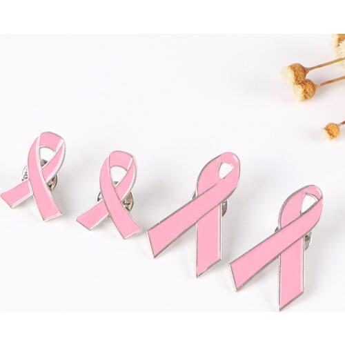 Enamel Pink Ribbon Brooch Pins Surviving Breast Cancer Awareness Hope Lapel Buttons Badges Women Jewelry
