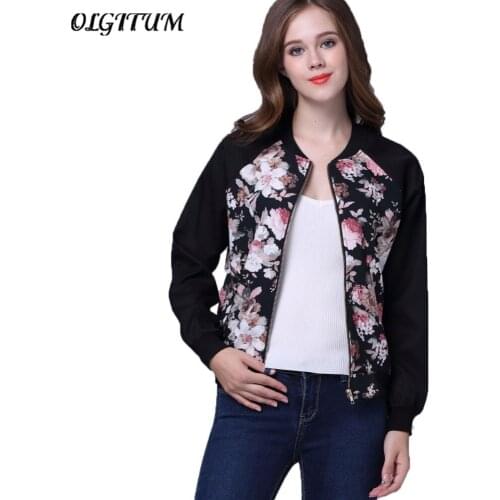 Hot sale 2019 Autumn And Winter New Style Baseball Clothing Ladies Jacket high-quality print flower zipper Short Female Jacket