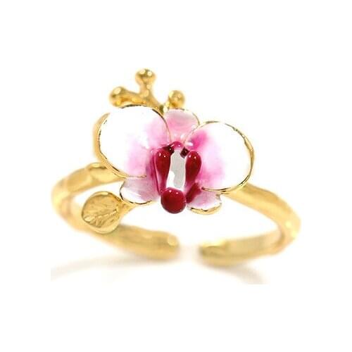 Phalaenopsis Ring Female Hand Jewelry Open Adjustable Ring Temperament Niche Design Ins Tide Net Red To Send Girlfriend Women