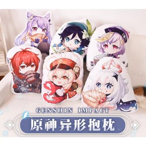 Anime Genshin Impact Barbara Diluc Qiqi Paimon Short Plush Doll Throw Pillow Game Cute Toys Cartoon Cushion Birthday Xmas Gifts