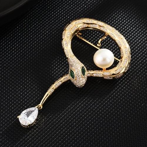 Creative Snake Shape Brooches for Women Luxury Crystal Zircon Pins Brooch Vintage Long Broches Animal Jewelry Christmas Gift