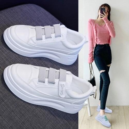 Velcro white shoes Woman Sneakers White Sneakers Women Shoes Casual Lace-up Ladies Shoes Women Vulcanized Shoes Tenis Feminino