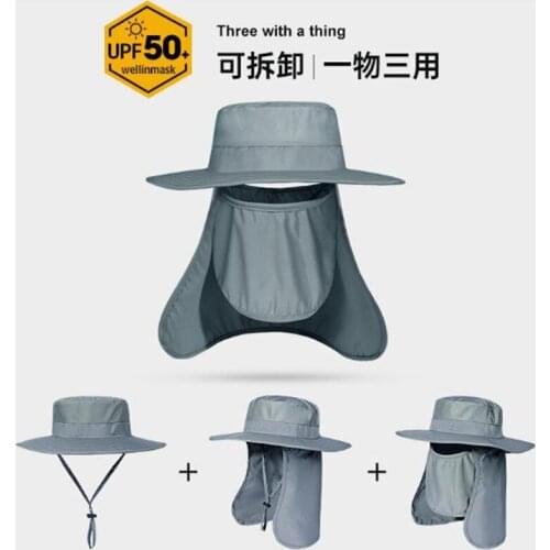 Summer Unisex Sun Hat Boonie Hat Quick-dry Uv-protection Outdoor Hiking Fisherman Cap XMZ236