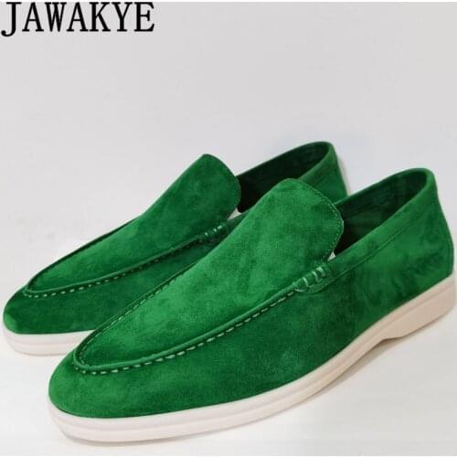 Hot Sale High-quality Suede Loafers Shoes Women Round toe Rubber sole Casual Comfort Flat Shoes Multicolor Formal Walk Shoes