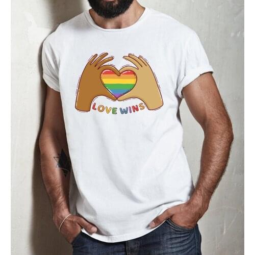 Mens Love Wins Shirt LGBT Gay Pride T-Shirt Rainbow Heart Shirt Lesbian Equality Tees Love Is Love Unsex Shirts Casual Tops