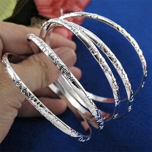 5Pcs/Set Simple Carving Flower Pattern Cuff Bracelet Bangle Sets For Women Accessories pulsera amuleto