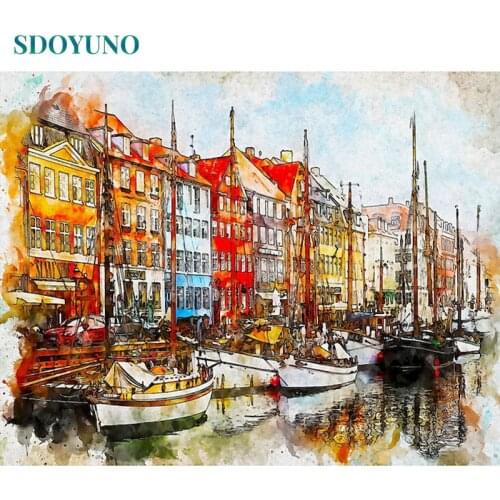 SDOYUNO DIY Abstract Painting By Numbers Kits 60x75cm Paint By Numbers kits Landscape Frame Hand Painting On Canvas Home Decor