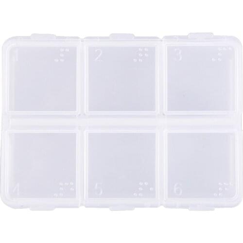 New Mini Portable Empty Braille 6 Cells Pill Medicine Drug Storage Case Box Transparent Personal Health Care 8X6X1.5cm TK