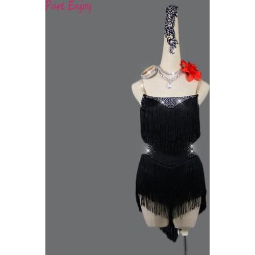 New style latin dance costume sexy stones tassel latin dance dress for women latin dance competition dresses XXS-6XL