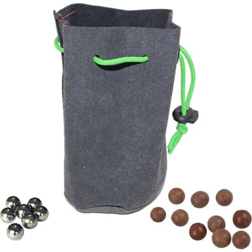 Hunting Handmade Steel Balls Bag Catapult Slingshot Waist AMMO Bag Mud Ball Pouch