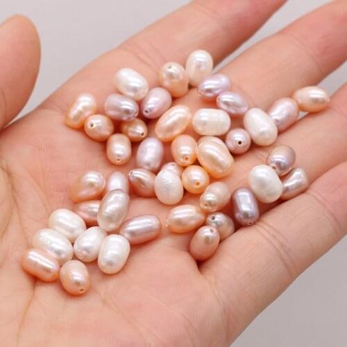 Wholesale Natural Freshwater Pearl Beads Rice Shape Punch Beads for DIY Making Bracelet Necklace Earrings Jewelry Accessories