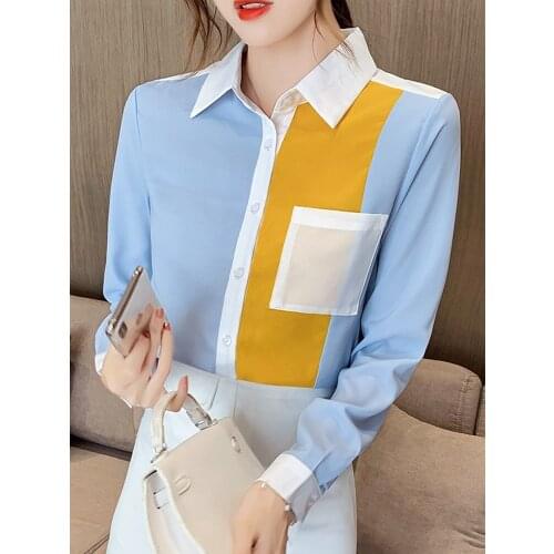 Autumn Long Sleeve Blouse Women Blusas Mujer De Moda 2021 Turn Down Collar Chiffon Blouse Shirt Tops Women Blouses Blusa D582