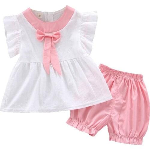 Refreshing off Newborn Suit Summer Girls Clothes Sets Kids Girl petal T-shirt+ Short Pants 2PCS Casual Princess Clothing Outfit