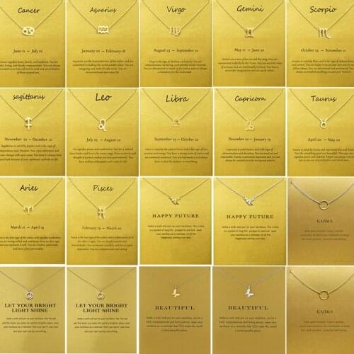 Men Women 12 Horoscope Zodiac Sign Gold Silver Color Pendant Necklace Aries Leo 12 Constellations Jewelry Choker Kids Girl Gift