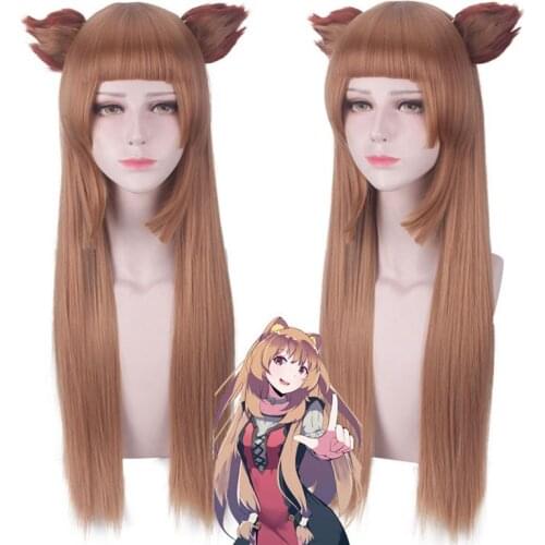 Tate no Yuusha no Nariagari Raphtalia Cosplay Wig with EARS Straight Brown Wig The Rising of the Shield Hero Cosplay Wig
