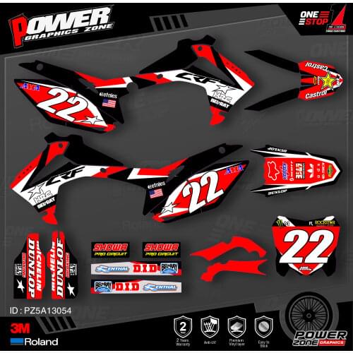 PowerZone Custom Team Graphics Backgrounds Decals 3M Stickers Kit For HONDA 2014-2017 CRF250R 2013-2016 CRF450R 054