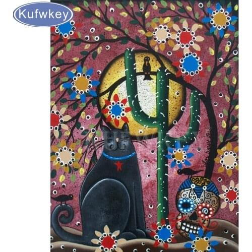 FULL 5D DIY Diamond Painting Cross Stitch kit cartoon picture,black cat Gift square Diamond Embroidery mosaic pattern Home Decor