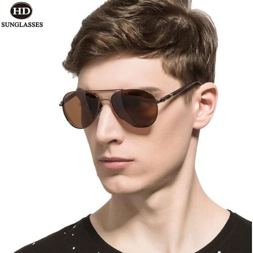 HDclear Polarized Sunglasses Men Fishing Driving Sun Glasses UV400 Eyewear Pilot Frog Eyeglass Casual Gafas De Sol Hombre LD021