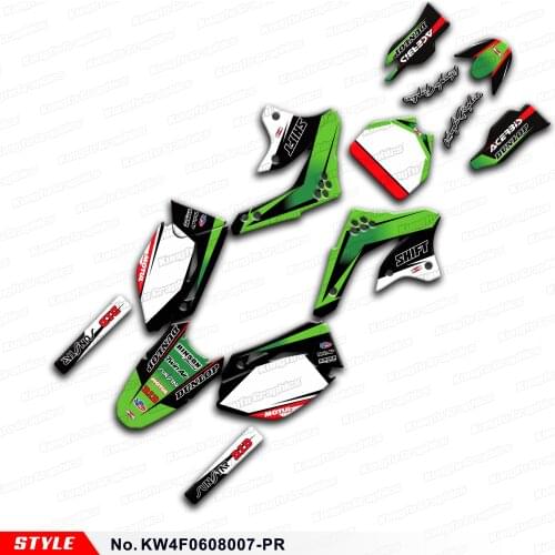 Aftermarket Motorcycle Decals Vinyl Wraps Sticker Kit for KX250F KX450F KXF 250 450 2006 2007 2008, Style No. KW4F0608007-PR