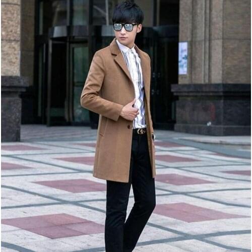 Khaki casual woolen coat men trench coats long sleeves 9XL overcoat mens cashmere coat casaco masculino inverno erkek england