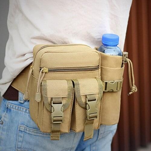 Waist Pack Pouch With Water Bottle Pocket Holder Waterproof Molle Fanny Hip Belt Bag