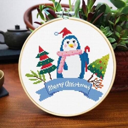 Christmas DIY Embroidery Material Package Handmade Creative Beginner Sewing Tools Cross Stitch Kits Embroidery Hoop #7