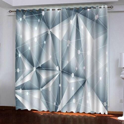 Blackout curtains Luxury Blackout 3D Curtains For Living Room Bedroom Customized size blue stereoscopic geometric curtains