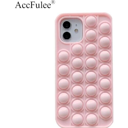 Cute Pink Silicone Phone Case For Iphone 12 Pro Max 11 6 6S 7 8 Plus X XR XS Max Cover Reliver Stress Bubble Cover