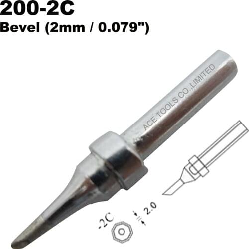 QUICK 200-2C Bevel 2mm Replacement Soldering Tip Fit 203 203H 204 204H 203D 376(I) 376D(I) 3100 3101 3102 3112 3202 20H-90 Bit