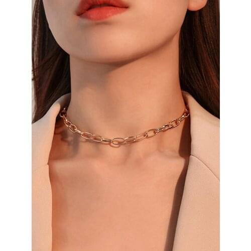 Punk Thick Short Choker Necklace Collar Simple Minimalist Gold Color Chunky Necklace For Women Jewelry
