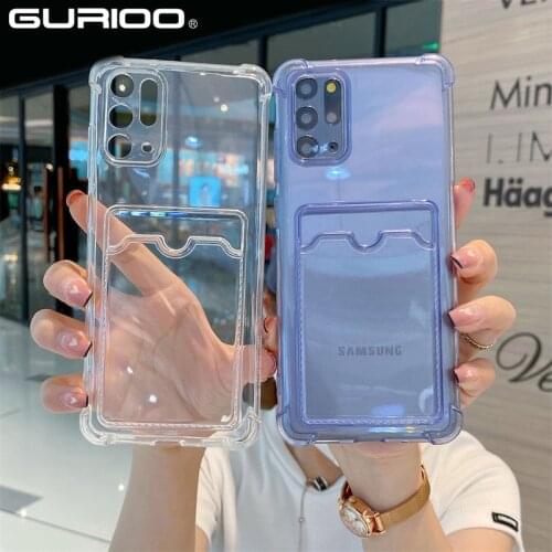 Transparent Card Holder Wallet Case For Samsung Galaxy S21 S20 FE S10 E Note 10 Plus 20 Ultra A12 A22 A32 A52 A72 5G Soft Cover